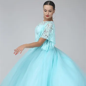 2018 modrá čipky sála šaty žien ballroom dance šaty sála súťaže šaty sála tango šaty fringe foxtrot tanec