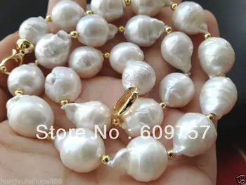 Používať Prírodné Perlový NÁHRDELNÍK Prírodné Šperky, Krásne 13-18 mm biela barokový reborn FW perlový náhrdelník 18