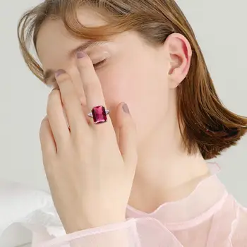Nové Strieborné Prstene Pre Ženy Trendy Romantický Drahokam Vintage Prsteň Strieborný Kolík Nastavenie Red Ruby Ručné Jemné Šperky Veľkoobchod