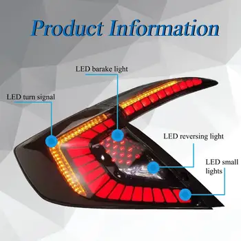 AP03 Zadné Lampy Kompatibilný s pre Honda Civic 2016-2020 LED Údené zadné Svetlá