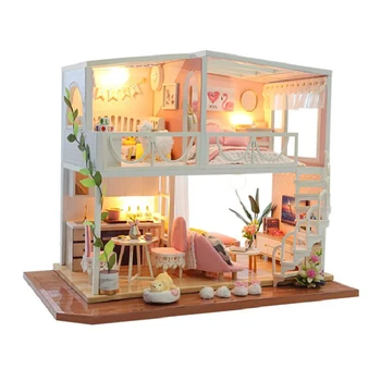 DIY Drevené Miniatúrne Tichom Domov Doll House Auta Budovy zostavenie Modelu Auta Domáce Dekorácie Vianoce, Narodeninové Darčeky