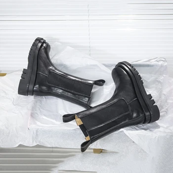 Chelsea Boots Žena Balíku Platforma Topánky Žene Botičky Originálne Kožené Topánky Ženy Podpätky Gumy, Zimné Topánky pre Ženy 2021 Nové