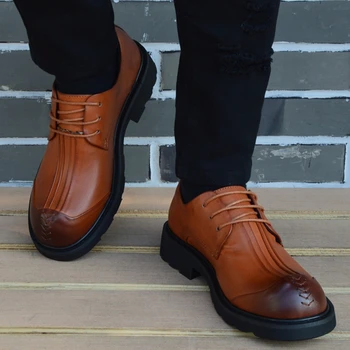 Muži Kožené Topánky Bežné Nového Roku 2020 Originálne Kožené Topánky Mužov Oxford Móda Čipky Šaty Topánky Vonkajšie Práce Obuvi Sapatos