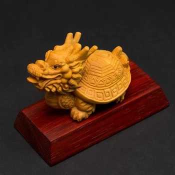 Čínsky Štýl Dragon Korytnačka Masívneho Dreva Feng Shui Maskot Ozdoby Zvierat Dekorácie Na Stene Zverokruhu Bixie Dekorácie