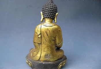 Pieseň voge gem S0777 Tibete Budhizmus Fane Staré Bronz Pozlátený, lotosový kvet Šakjamúni Sochu Budhu