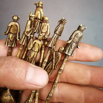 Staré Čínske antické sochárstvo bronz ôsmich nesmrteľných lyžice Čínskej medicíny antické zbierky malé medené lyžica