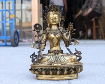 Tibete Budhizmus Chrámu, White Tara Bódhisattva Bronzové Pozlátené Kwan-Yin Socha