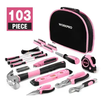 103PC Nástroj Ruka Set Home Tool Kit Tool Bag, Ružové a Nástroje pre Ženy, Dievčatá