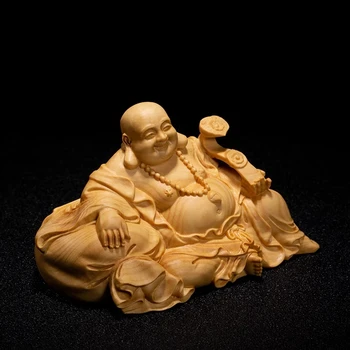 11/14 CM Mini Ruyi Maitreya Sochu Budhu Dreva Darčeky Buddha Údaje Smeje Buddha Ručne Vyrezávané Domáce Dekorácie Zber