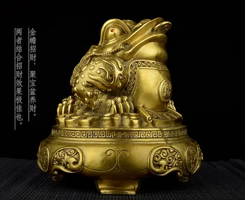 HOT PREDAJ # DOMÁCE obchodnú spoločnosť TOP účinnej Ochrany Talizman Peniaze Kreslenie poklad Jin Chan medi FENG SHUI socha