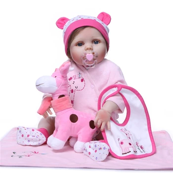 Silikónové vinyl Baby Doll Reborn 22 palcový Interaktívne etnických bábika vaňa Hračka roztomilý Novorodencov Dievča NPK Zberateľskú Deti najlepší darček