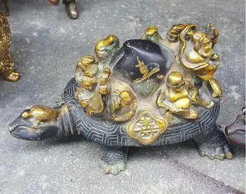 Socha ozdoby z čistej medi, zlata ôsmich nesmrteľných dlhovekosť korytnačka dlhovekosť korytnačka a broskyňa korytnačka