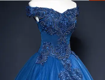 Reálne kráľovská modrá lištovanie rokoka, plesové šaty, súd stredoveké šaty renesancie Šaty kráľovná Viktoriánskej /Marie/dráma/plesové šaty