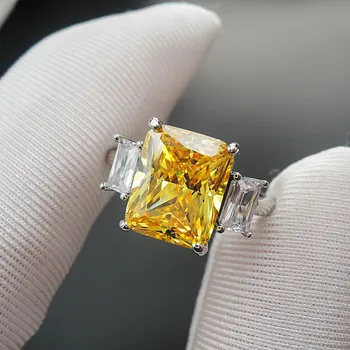 Pevné 18K Zlata 3ct žltá Moissanite Diamantový Prsteň D farba VVS S vnútroštátne osvedčenie 001
