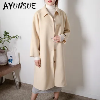 Jar, Jeseň Vlny Kabát Ženy Oblečenie 2020 obojstranné Vlna Bunda Ženy kórejský Vlnené Kabát Abrigo Mujer F060 YY2076
