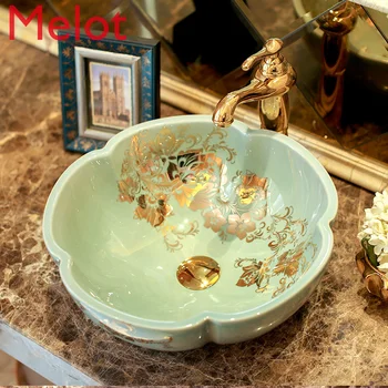 NOVÉ 2021 Jingdezhen-lavabo de arte a cuadros antiguo de cerámica, lavabo superior, A045