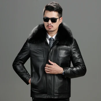 Faux ovčej kože odevy pánske zimné motocyklové kožená bunda mužov jaqueta de couro masculino plus velvet zahusťovanie