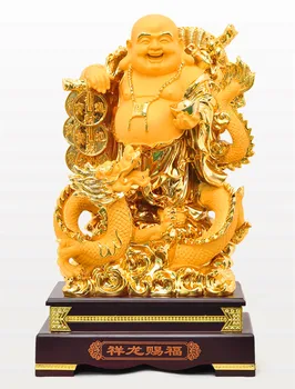 Doprava zadarmo Zlatavú živice Smeje sochu Budhu Maitreya sochu Budhu dekorácie obývacia izba veľké brucho Buddha domova