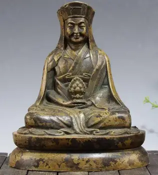 Starožitný QingDynasty medi socha,Lekárnik Buddha socha,ručne-rezbárske remeslá,Domáce Dekorácie,ručné remeslá/Zber
