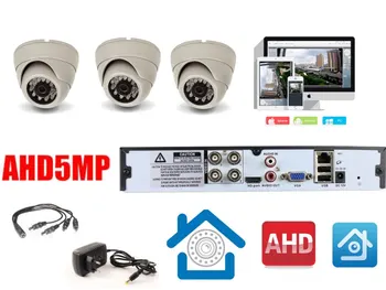 Video dohľad kit pre 3 vnútorné AHD 5MP Kamery. DVR + kamery, napájania. Xmeye (kit3ahd300w5mp) Súpravy na Zabezpečenie Systému Ochrany