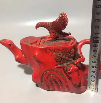 Čínsky Ručné Coral Red Eagle Lietajúci Vták Vody, Hrniec,teapot, Víno Banku, Zvierat Socha Úspech, Bohatstvo, Domáce Dekorácie