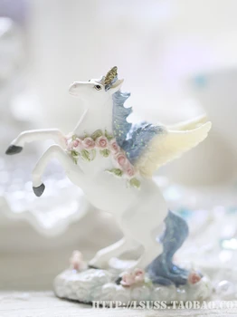 Mini Nordic tvorivé živice rose jednorožec socha domova remesiel miestnosti dekorácie Farebné kôň ornament živice zvieracie figúrky