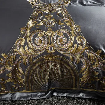 Luxusné Sivá Červená 1000TC Saténová posteľná bielizeň z Egyptskej Bavlny Nastaviť Gold Royal Výšivky Kráľovná Kráľ Perinu Posteľná Bielizeň/list obliečka na Vankúš