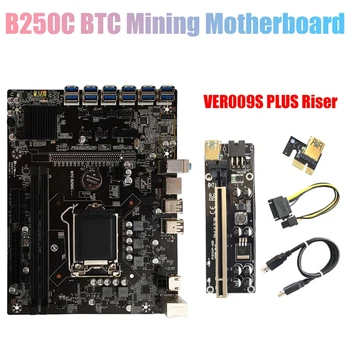 B250C BTC Ťažba Doske+009S Plus Stúpačky 12XPCIE na USB3.0 Slot GPU LGA1151 Podporu DDR4 RAM Ploche Dosky