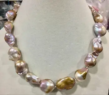 Krásne barokové fialová reborn keshi perlový náhrdelník 18