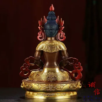 21 CM veľké # 5A DOBRÉ buddha DOMOV Chrámu Indii, Nepále, Tibete Budhizmus zlato gilding Amitájuse Amitájuse Buddha mosadz ručné socha
