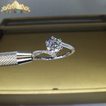 18K 750Au Zlato Moissanite Diamantový Prsteň D farba VVS S vnútroštátne osvedčenie MO-00112
