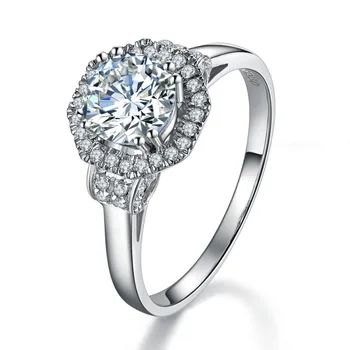 Nový Príchod Krásne 1Ct Žena Diamantový Prsteň 925 Sterling Silver Zásnubný Prsteň pre svoju Vysokú Qualilty Bieleho Zlata Farba Šperky