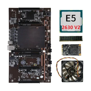 X79 H61 BTC Ťažba Doske 5X PCI-E Podpora 3060 3070 3080 GPU s E5 2630 V2 CPU RECC 4GB DDR3 Pamäť, 120 G SSD+Ventilátor