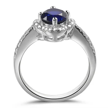 Leige Šperky Lab Zafír Prstene Okrúhly Tvar Halo Krúžok Romantické Darčeky Pre Ženu 925 Sterling Silver