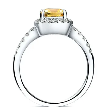 Pevné Platinum PT950 Prsteň Žlté Vankúš 1CT Diamantový Zásnubný Prsteň D Farba VVS1 Jasnosť Vyhlásenie Farebné Prst Šperky