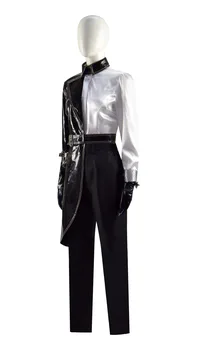 Crue Čierne Kožené Ženy Cosplay Oblečenie Celý Set Tričko + Bunda + Nohavice + Opasok + Rukavice