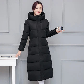 Dámske jesenné a zimné streetwear bunda kórejský módna bunda s kapucňou thicoatck strednej dĺžky farbou vetrovka kabát žena
