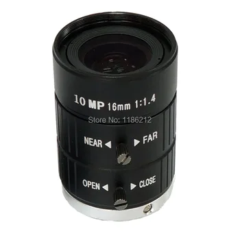 1/1.8-palcový a 2/3-inch senzor F1.4 Manual Iris 16 mm pre dohľad a strojového videnia C Mount 10 MP HD Objektív