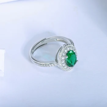 Kvalita Vynikajúci Darček Voľné 925 Sterling Silver 8*6 mm 1ct Emerald 2021 Zapojenie Svadobné Diamantový Prsteň