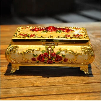 Móda Európsky Štýl Kovové Šperky Prípade Zinok-aloy Trinket box šperky box šperky zobraziť Darčekové Balenie darčeka Z022