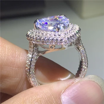Veľké Srdce tvar Promise Ring 925 Sterling Silver 6ct AAAAA cz Zapojenie Svadobné Kapela Prstene Pre Ženy Strany Diamantové Šperky