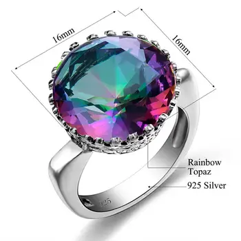 Móda Strieborný Prsteň pre Ženy, Skutočné 925 Sterling Silver Ring Kolo Chromatické Cherry Rainbow Topaz Dámy Jemné, Jemné Šperky