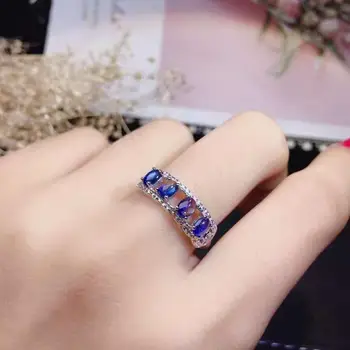 Klasické 925 Striebro Prstene Luxusné Šperky S Prírodnými A Reálne Blue Sapphire Krúžok Drahokam Strieborný Prsteň Pre Ženy Snubný Prsteň