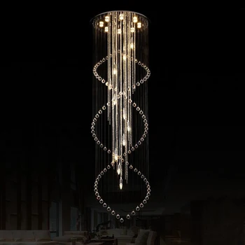 Moderné LED Krištáľový Luster Dvojité Špirálové Superdense K9 Luster Crystal Schodisko Lampa Hotel Villa Crystal osvetlenie