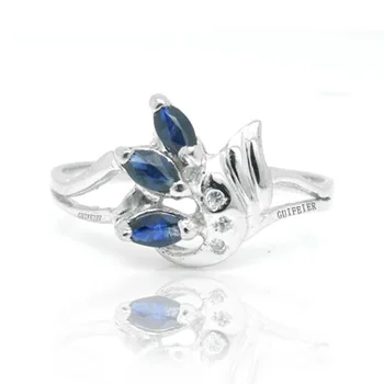 Móda Striebro Sapphire Krúžok pre Denné Nosenie 2,5 mm*5mm Prírodné Sapphire Strieborný Prsteň 925 Silver Sapphire Šperky, Darček pre Ženu