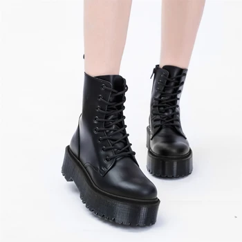 2020 Jeseň Nové Módne Ženy Topánky Kožené Žena Čierne Topánky Martens Ženské Topánky