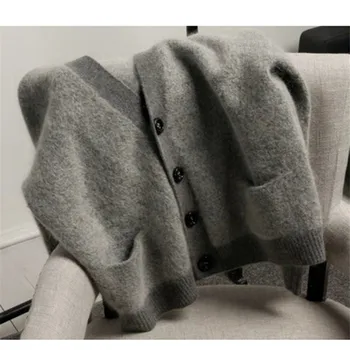 Bunda dámske cardigan sveter 2021 nový štýl plus veľkosť módne bežné lenivý štýl hrubé sivý sveter