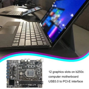 B250C Ťažba Doska s RGB Ventilátor+G3900 CPU+Switch Kábel usb+SATA Kábel 12 PCIE na USB3.0 Slot GPU LGA1151 Podporu DDR4