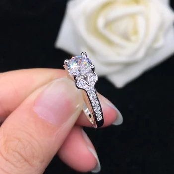Elegantné 1Ct Okrúhly Rez Diamantový Zásnubný Prsteň pre Ženy, Svadobné Šperky Pevné Platinum 950 Krúžok R131