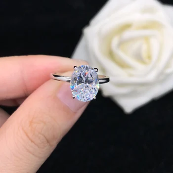 Fantastické 3Ct Oválne Cut-Diamond Ženy Krúžok AU750 Pevné 18K 750 White Gold Ring Jemné Šperky